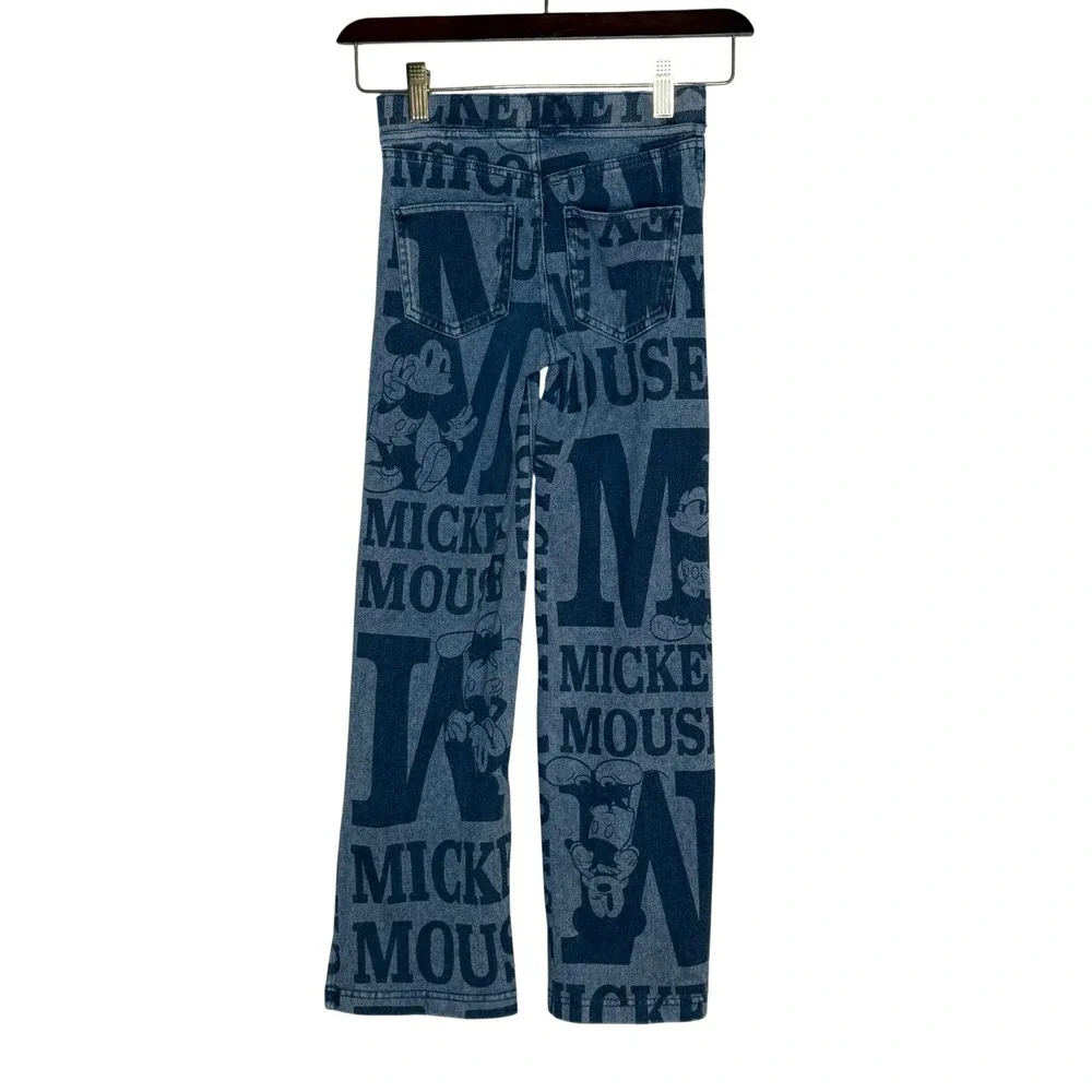H&M Disney Mickey Mouse Kids Size 8 Blue Graphic Print Wide Leg Pants Streetwear